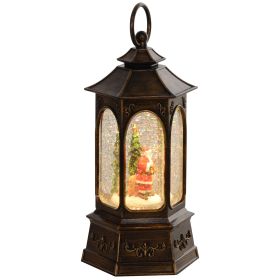 HOMCOM Musical Snow Globes, Swirling Glitter Christmas Globes Latern, Christmas Decoration with Battery Operated Lighted, Bronze