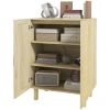 HOMCOM Rattan Kitchen Buffet Cabinet Coffee Bar 2 Doors Adjustable Shelves Natural
