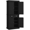HOMCOM 72" Freestanding Kitchen Pantry Cabinet, Black, Ample Storage Space, Elegant Design