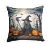Witch Spooky Halloween Throw Pillow Machine Washable, Indoor Outdoor Decorative Pillow for Couch, Bed or Patio, 18Hx18W