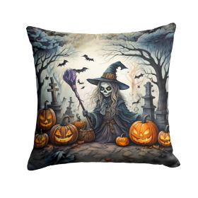 Witch Spooky Halloween Throw Pillow Machine Washable, Indoor Outdoor Decorative Pillow for Couch, Bed or Patio, 18Hx18W
