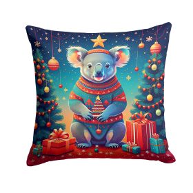 Koala Christmas Throw Pillow Machine Washable, Indoor Outdoor Decorative Pillow for Couch, Bed or Patio, 18Hx18W