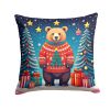 Bear Christmas Throw Pillow Machine Washable, Indoor Outdoor Decorative Pillow for Couch, Bed or Patio, 18Hx18W