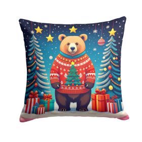 Bear Christmas Throw Pillow Machine Washable, Indoor Outdoor Decorative Pillow for Couch, Bed or Patio, 18Hx18W
