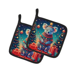 Koala Christmas Pair of Pot Holders Kitchen Heat Resistant Pot Holders Sets Oven Hot Pads for Cooking Baking BBQ, 7 1/2 x 7 1/2