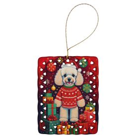 Poodle Holiday Christmas Porcelain Ornament Christmas Tree Hanging Decorations for Home Christmas Holiday, Rectangle, Gift, Multicolor