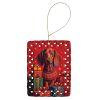 Dachshund Holiday Christmas Porcelain Ornament Christmas Tree Hanging Decorations for Home Christmas Holiday, Rectangle, Gift, Multicolor