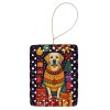 Labrador Retriever Holiday Christmas Porcelain Ornament Christmas Tree Hanging Decorations for Home Christmas Holiday, Rectangle, Gift, Multicolor