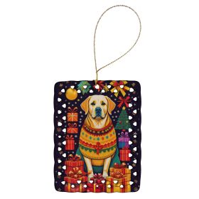 Labrador Retriever Holiday Christmas Porcelain Ornament Christmas Tree Hanging Decorations for Home Christmas Holiday, Rectangle, Gift, Multicolor
