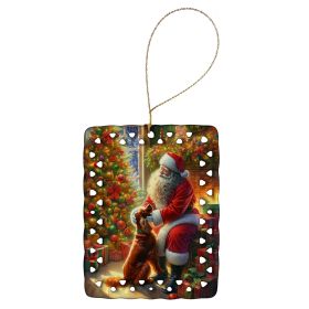 Irish Setter and Santa Claus Porcelain Ornament Christmas Tree Hanging Decorations for Home Christmas Holiday, Rectangle, Gift, Multicolor