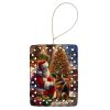 German Shepherd and Santa Claus Porcelain Ornament Christmas Tree Hanging Decorations for Home Christmas Holiday, Rectangle, Gift, Multicolor