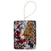Boston Terrier and Santa Claus Porcelain Ornament Christmas Tree Hanging Decorations for Home Christmas Holiday, Rectangle, Gift, Multicolor