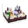 HOMCOM Christmas Village Houses, Battery Operated Santa's House Decoration with LED Lights, Music and Rotating Ice Skaters