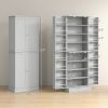 HOMCOM 65" Kitchen Cabinet, Kitchen Pantry Cabinet with 4 Doors and 16 Door Shelves for Dining Room, Gray