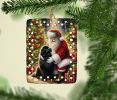 Newfoundland and Santa Claus Porcelain Ornament Christmas Tree Hanging Decorations for Home Christmas Holiday, Rectangle, Gift, Multicolor