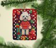 Poodle Holiday Christmas Porcelain Ornament Christmas Tree Hanging Decorations for Home Christmas Holiday, Rectangle, Gift, Multicolor