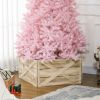 HOMCOM 28" Wooden Tree Collar, Natural Christmas Tree Collar for Artificial Trees, Easy to Assemble, Light Distressed Wood Finish