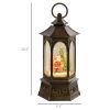 HOMCOM Musical Snow Globes, Swirling Glitter Christmas Globes Latern, Christmas Decoration with Battery Operated Lighted, Bronze