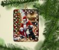 Bernese Mountain Dog and Santa Claus Porcelain Ornament Christmas Tree Hanging Decorations for Home Christmas Holiday, Rectangle, Gift, Multicolor