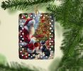 Boston Terrier and Santa Claus Porcelain Ornament Christmas Tree Hanging Decorations for Home Christmas Holiday, Rectangle, Gift, Multicolor