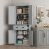 HOMCOM 72.5" Kitchen Cabinet, Pantry Storage Cabinet with Doors and Shelves, Freestanding Food Pantry Cabinet, Gray