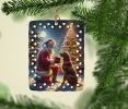 Chesapeake Bay Retriever and Santa Claus Porcelain Ornament Christmas Tree Hanging Decorations for Home Christmas Holiday, Rectangle, Gift, Multicolor