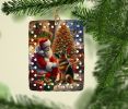 German Shepherd and Santa Claus Porcelain Ornament Christmas Tree Hanging Decorations for Home Christmas Holiday, Rectangle, Gift, Multicolor