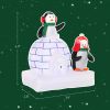 HOMCOM 5 ft Christmas Inflatable Outdoor Decoration, Penguins with Scarf and Igloo, Rotating Colorful LED Light