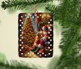 Golden Retriever and Santa Claus Porcelain Ornament Christmas Tree Hanging Decorations for Home Christmas Holiday, Rectangle, Gift, Multicolor