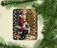 Border Collie and Santa Claus Porcelain Ornament Christmas Tree Hanging Decorations for Home Christmas Holiday, Rectangle, Gift, Multicolor