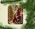 Irish Setter and Santa Claus Porcelain Ornament Christmas Tree Hanging Decorations for Home Christmas Holiday, Rectangle, Gift, Multicolor