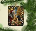 English Springer Spaniel and Santa Claus Porcelain Ornament Christmas Tree Hanging Decorations for Home Christmas Holiday, Rectangle, Gift, Multicolor