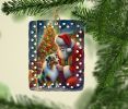 Australian Shepherd and Santa Claus Porcelain Ornament Christmas Tree Hanging Decorations for Home Christmas Holiday, Rectangle, Gift, Multicolor