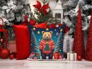 Bear Christmas Throw Pillow Machine Washable, Indoor Outdoor Decorative Pillow for Couch, Bed or Patio, 18Hx18W
