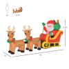HOMCOM 8ft Long Christmas Inflatable Santa Claus with Sleigh and Reindeer, Outdoor Blow-Up Yard Decoration with LED Lights Display