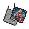 Bear Christmas Pair of Pot Holders Kitchen Heat Resistant Pot Holders Sets Oven Hot Pads for Cooking Baking BBQ, 7 1/2 x 7 1/2
