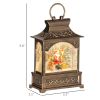 HOMCOM Christmas Musical Snow Globe Lantern Lighted Snow Globe with Swirling Glitter Battery Operated Xmas Decoration Bronze