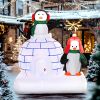 HOMCOM 5 ft Christmas Inflatable Outdoor Decoration, Penguins with Scarf and Igloo, Rotating Colorful LED Light