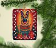 German Shepherd Holiday Christmas Porcelain Ornament Christmas Tree Hanging Decorations for Home Christmas Holiday, Rectangle, Gift, Multicolor