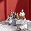 HOMCOM Animated Christmas Village Choir Winter Wonderland Set Multicolored LED Light Battery Operated Decoration