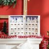 HOMCOM Wooden Christmas Advent Calendar Book, Table Holiday Decoration with 24 Countdown Drawers, for Kids and Adults, White